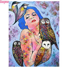 5D Diamond Embroidery color Woman And Owl,bird Diamonds painting abstract art,cross Stitch, Full Diamond mosaic home decor 2024 - buy cheap