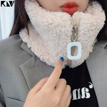 KLV Women Winter Thicken Faux Wool Knit Collar Scarf Sweet Solid Candy Color Zipper Choker Wrap Harajuku Neck Warmer Accessories 2024 - buy cheap