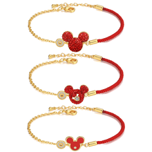 ERLUER-abalorios de cristal de Mickey para mujer, pulseras de cadena roja, brazaletes de cobre de circonio indio, joyería 2024 - compra barato