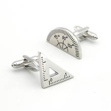 Free Shipping Men's Cufflinks Protractor Design Silver Color Quality Copper Cuff Links Wholesale&retail 2024 - buy cheap