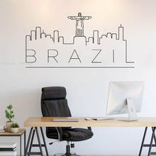 City Skyline Decal Football kingdom Brazil South America Wall Art World Decal Panorama Dorm Decor Office Wall Sticker   Y229 2024 - buy cheap