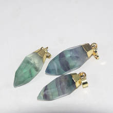 Fashion Jewelry Natural Stone Bullet Charms Pendants Femme 2020 Gold cap Energy Green Fluorite point pendant for women as gifts 2024 - buy cheap