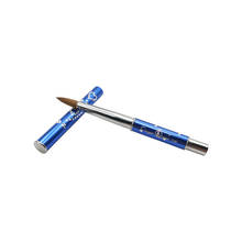 Nail brush Blue Handle Sable Acrylic Brush Flat Round Alloy Handle Brush UV Gel Poly Brush for Nail Art Gel Builder Brush 2024 - buy cheap