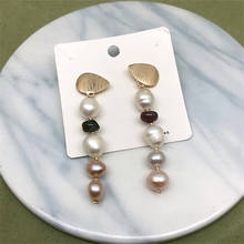 Pendientes de perlas de concha de agua dulce natural para mujer, aretes de piedra natural, regalo de fiesta, estilo coreano, 2020 2024 - compra barato