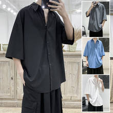 Summer Solid Shirts For Men Clothing Korean Style Men Streetwear Shirt Short Sleeve Harajuku Mens Shirts Korean Clothes 2024 - buy cheap