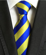 Corbata tejida clásica de 8cm para hombre, corbata Formal de alta calidad, color amarillo con rayas diagonales azules 2024 - compra barato