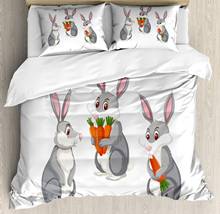 Easter Bunny Duvet Cover Set Funny 3 Rabbits Cartoon for Holiday 3 Piece Bedding Set Pale Vermilion Pale Taupe Pale Pink Olive 2024 - buy cheap