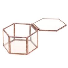 Terrario de cristal geométrico, caja de joyería, maceta de plantas suculentas de vidrio, forma hexagonal, Deco 2024 - compra barato