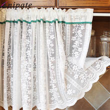 Enipate American Country White Flower Embroidery Floral Lace Short Curtain Kitchen Embroidery Door Half-curtain Home Decoration 2024 - buy cheap