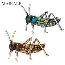 MAIKALE Vintage Crystal Insect Brooch Pins grasshopper Broches locust Brooches for Women Kids Girls Shirt Suit Bag Accessories 2024 - buy cheap