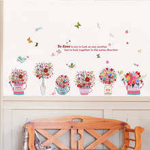 Lindos adesivos de parede de borboleta, flores, borboletas, decoração para casa, quarto, sala de estar, mural de parede, arte, decalque de vaso 2024 - compre barato