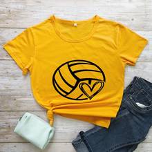Volleyball Love Heart T-shirts Volleyball Fan Shirt Unisex shirts street style 100%cotton causal grunge tumblr tee tops 2024 - buy cheap