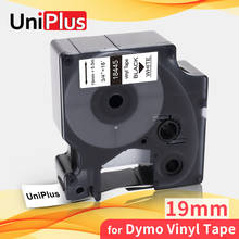 UniPlus-Cinta de impresora de 19mm, 18445 Fit Dymo Label Tapes, vinilo negro sobre blanco para DYMO Rhino Label Maker 4200, 6500, 6000, 5200, 5,5 m 2024 - compra barato
