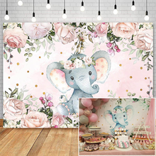 Elephant Baby Shower Backdrop Gender Reveal Cute Animal Floral Photo Backdrops Elephant Birthday for Girl Photography Background 2024 - buy cheap