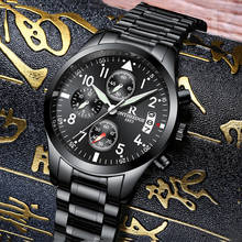 Relógio preto aço masculino luxuoso, fashion casual esportivo luminoso com data militar exército 2021 2024 - compre barato