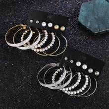 Big Oversize Pearl Circle Hoop Earrings Set For Women Punk Exaggerated Large Ear Ring Brincos Fashion Jewelry 2024 - buy cheap