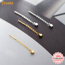 Trustdavis New New 100% 925 Sterling Silver Earrings Fashion S925 Ear Line Linked Block Jewelry Girls Friends Gift DS1532 2024 - buy cheap