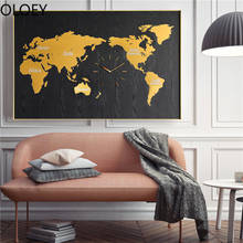 Luxury Large Wall Clock World Map Background Wall Decoration Hanging Painting Wall Clocks Living Room Reloj De Pared Wall Watch 2024 - buy cheap