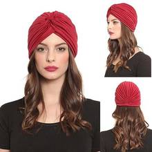 Women Stretchy Hat Turban Head Wrap Band Chemo Bandana Hijab Pleated Indian Cap 2024 - buy cheap