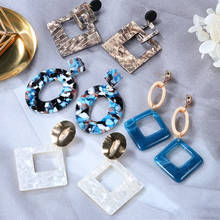 Brinco geométrico para mulheres, brinco de resina branca simples acrílico de destaque coreano, joias da moda 2024 - compre barato