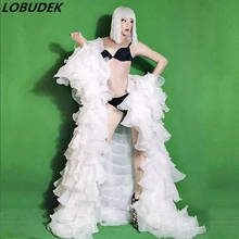 Capa longa floral xale feminino, roupa para apresentação, cantoras e dançarinas em branco 2024 - compre barato