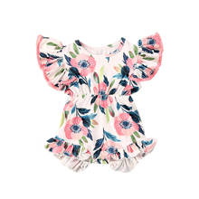 New Summer Fashion Newborn Baby Girls Floral Print Fly Sleeve Romper Ruffle Bodysuit Jumpsuit Outfits 2024 - buy cheap