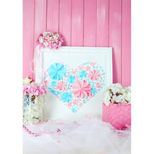 Виниловые фоны для фотосъемки с розовой стеной в форме сердца с цветами на День святого Валентина для фотостудии реквизит для фотосъемки F-3043 2024 - купить недорого