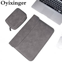 Oyixinger bolsa de laptop de couro, simples, à prova d'água, capa para 13.3-15.4 urbana, macbook, simples, cor sólida, acessório de capa de computador 2024 - compre barato