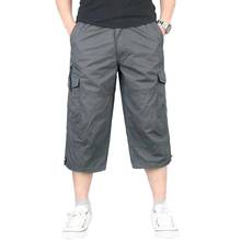 Men Shorts Solid Color Breathable Pocket Loose Straight Capri Cropped Trousers shorts men 2021 summer new sports Black xxxl 2024 - buy cheap