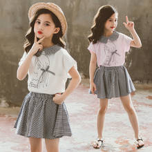 Комплект одежды для девочек 4-12 лет, из футболки с коротким рукавом и шортов 2024 - купить недорого