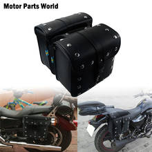 2PCS Universal Motorcycle Saddle Bags Pu Leather Side Tool Bag Luggage Bags Black Fits For Harley Touring Sportster XL883 XL1200 2024 - compre barato