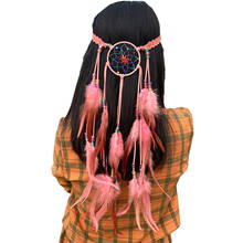 Hippie Headband Feather Dreamcatcher Headdress Boho Headwear Native Headpiece Hippie Feather Hair Accessories 2024 - buy cheap