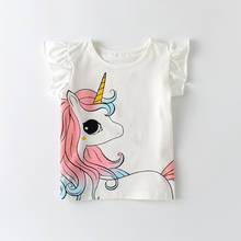 Camiseta informal para bebé, camisa de manga corta con volantes y cuello redondo para niños, traje informal cómodo de unicornio, 2021 2024 - compra barato