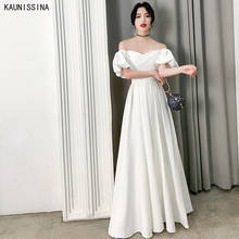 Kaunissan ina-vestido branco longo de noite, estilo celebridade, com pregas, ombro de fora, tamanho grande 2024 - compre barato