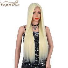 Vigorous Synthetic Long Straight Wig Blonde Synthetic Wig for Women Middle Part Natural Black Daily Use Heat Resistant Fake Hair 2024 - buy cheap