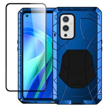 Capa de telefone para oneplus 9 9 pro, capa com vidro temperado, proteção resistente, anti-queda, armadura de metal, acessórios de telefone 2024 - compre barato