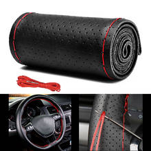 38CM Genuine Leather Car Steering Wheel Cover 100% Cowhide Braid With Needles Thread for Kia Ceed Optima Cerato Picanto 2019 2024 - buy cheap