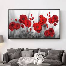 Pinturas en lienzo de flor de Amapola roja para pared, carteles artísticos e impresiones de flores brillantes, imágenes artísticas en lienzo para decoración de dormitorio 2024 - compra barato