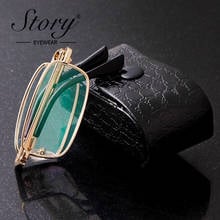 Story Square Reading Glasses Women Men 2020 Unisex Portable Presbyopic Glasses Foldable Eyeglasses with PU Case +1.00~+4.00 8020 2024 - buy cheap