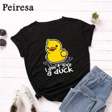 PEIRESA  Tshirt S-5XL New Duck Print T Shirt Women Shirts 100% Cotton O Neck Short Sleeve T-Shirt  Funny T Shirts Casual Tops 2024 - buy cheap