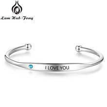 Custom Cuff Bracelets & Bangles Personalized Engraved Name Birthstone Charm Bracelet Gift for Women(Lam Hub Fong) 2024 - buy cheap