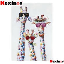 Kexinzu-kit de pintura de diamantes 5d diy, gafas de sol de jirafa, punto de cruz, bordado de diamantes 3d, bricolaje, decoración del hogar, regalo 2024 - compra barato