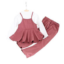 DFXD/комплекты одежды для маленьких девочек; коллекция 2020 года; Весенняя детская одежда; топы с имитацией двух предметов; брюки с поясом; повседневная детская одежда для девочек 2024 - купить недорого