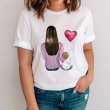 Women Graphic Cartoon Mom Son boy Love Trend Summer Spring  Clothes Lady Tops Clothing Tees Print Female Tshirt  T-Shirt 2024 - buy cheap