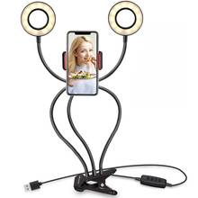 Anillo de luz LED para selfi, iluminación de relleno en vivo con soporte para teléfono, clip USB f, estudio fotográfico, transmisión en vivo de Youtube, lámpara de cámara de maquillaje 2024 - compra barato