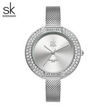 Shengke Luxury women watches silver slim watchband 38 mm Big Dial ladies watch Japanese Quartz reloj mujer zegarek damski 2024 - buy cheap