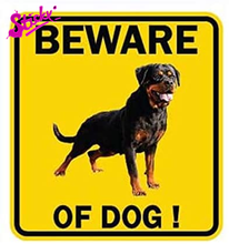 Adesivos cuidado com o cachorro rotdiy, placas de aviso e sinais amarelos, adesivos de carro, decoração, placas de aviso e sinais, adesivo de carro 2024 - compre barato