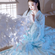 Hanfu traje de dança tradicional feminino, roupa para festival dos cantores, roupa popular de performance rave, vestido de fadas de chiffon chinês dc3762 2024 - compre barato