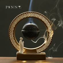 PINNY-Quemador de incienso de cerámica LED colgante, incensario de porcelana blanca, decoración Zen de monje, Base de incienso de sándalo 2024 - compra barato