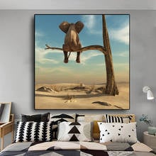 Funny Elephant on Tree Modern Canvas Painting Nordic Posters and Print Scandinavian Cuadros Wall Art Picture for Home Decoration 2024 - buy cheap